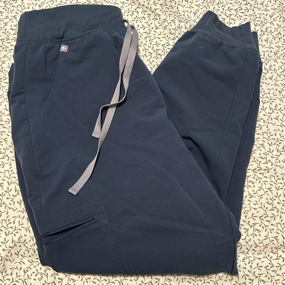 Figs Zamora High Waisted Jogger Scrub Pants Dark Harbor